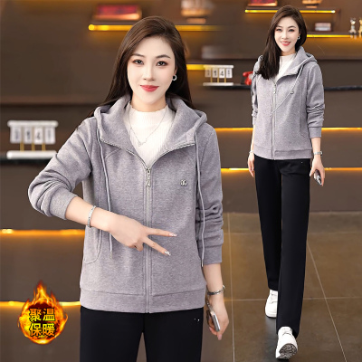 2025款休闲加绒加厚连帽运动套装