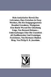 【预售】Rein Analytischer Beweis Des Lehrsatzes, Dass