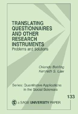 【预售】Translating Questionnaires and Other Research