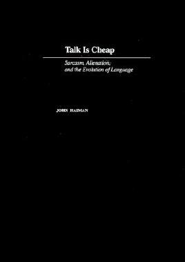 【预售】Talk is Cheap: Sarcasm, Alienation, and Evolution of