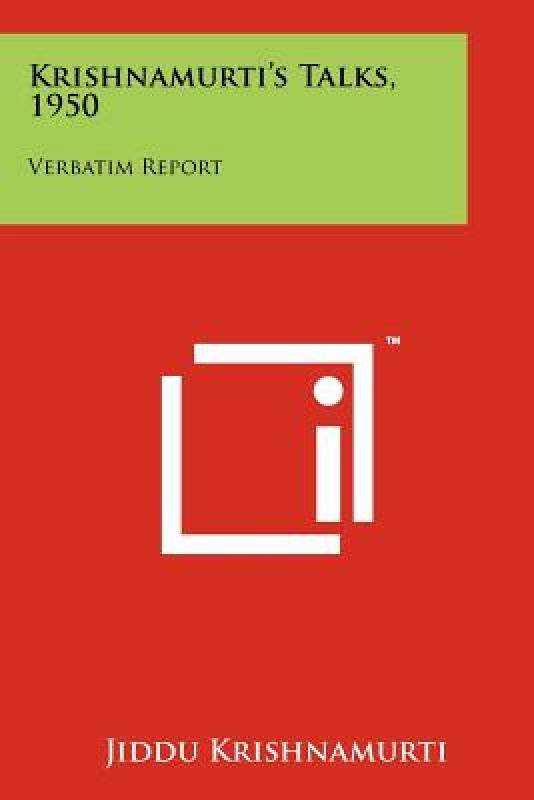 【预售】Krishnamurti's Talks, 1950: Verbatim Report