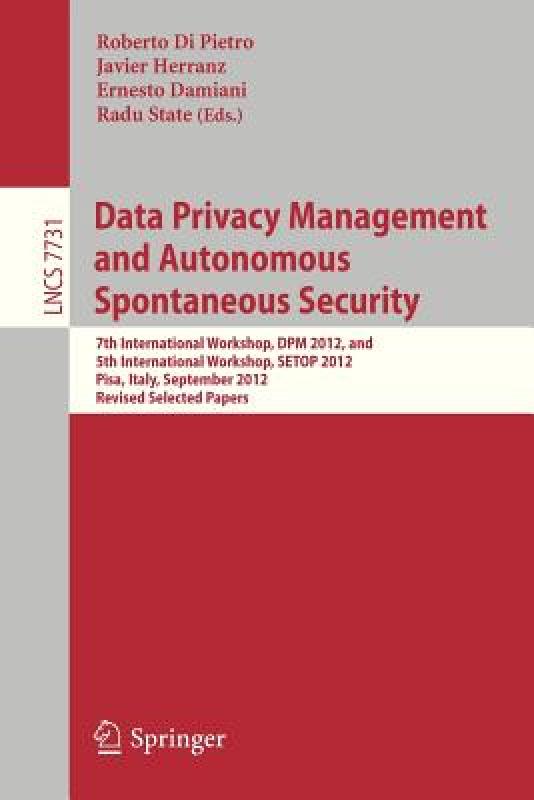 【预售】Data Privacy Management and Autonomous Spontaneous