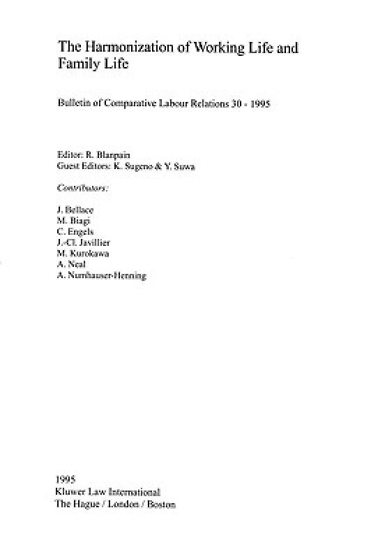 【预售】Blanpain Harmonization of Work