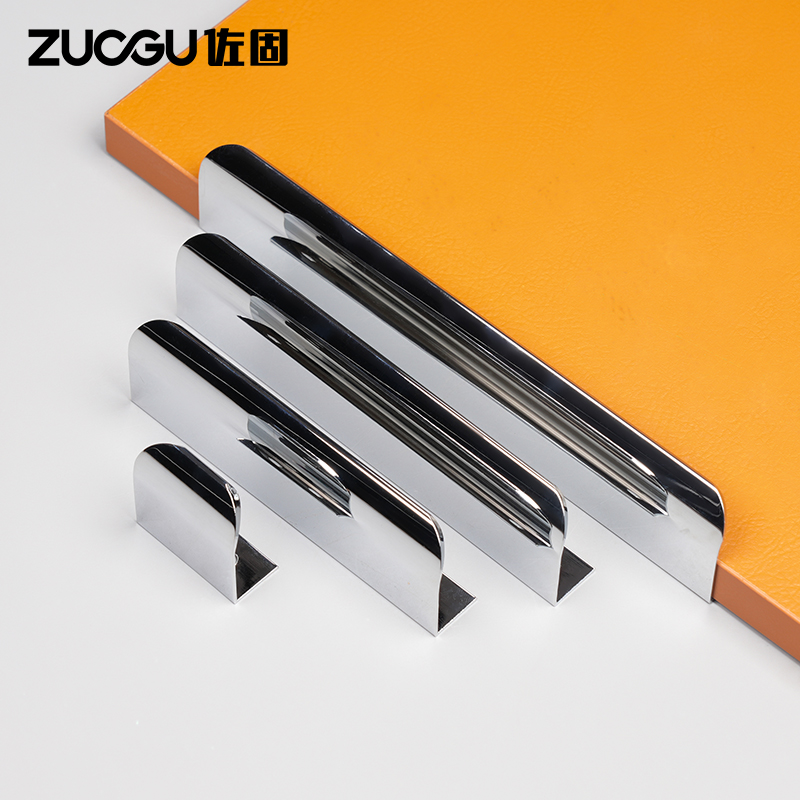 佐固隐形拉手抽屉暗拉手橱柜门衣柜门拉手免打孔柜子拉手把手亮铬