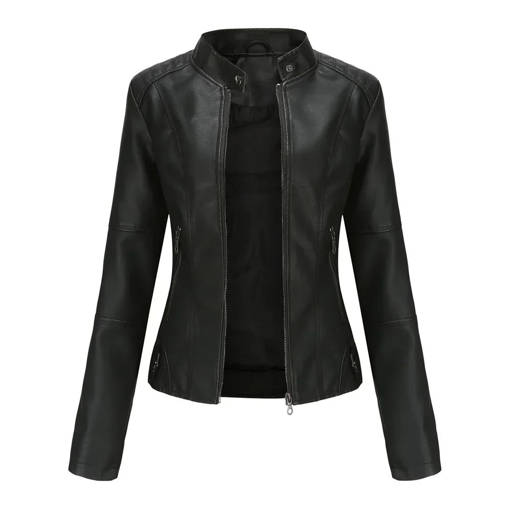 Faux Leather Jacket Women 2024 Autumn Spring Women's Moto Bi