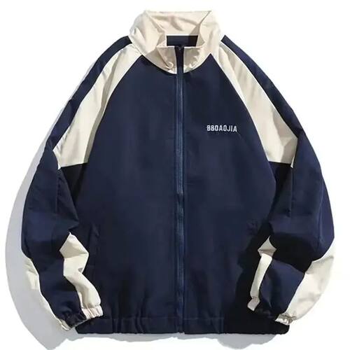 Hip Hop Varsity Jacket Men High Street Patchwork Color Block
