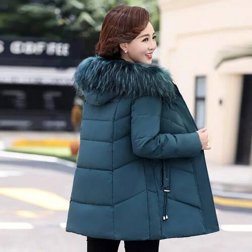 2023 New Winter Jacket Women's Parkas Long Coat Fur Collar H
