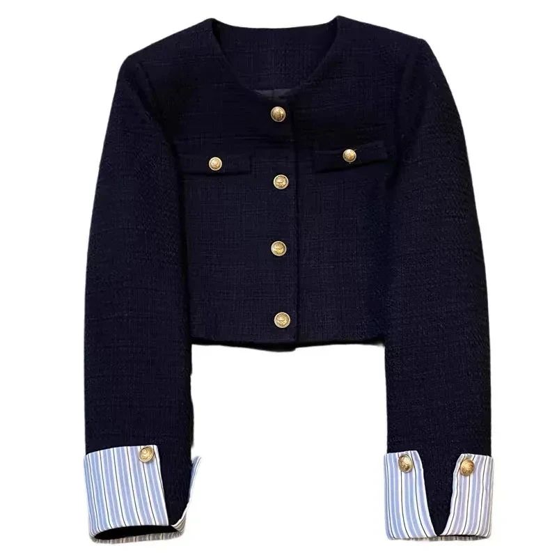 Navy Nlue Small Fragrant style Suit Jacket For women Spring