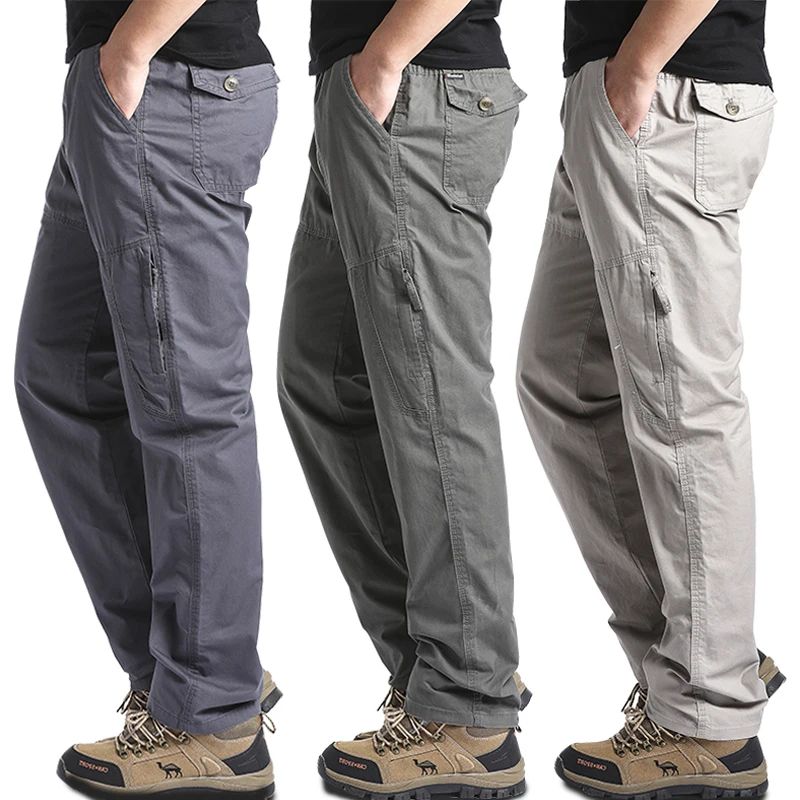 High Quality Men's Cotton Cargo Pants Casual Multiple Pocket