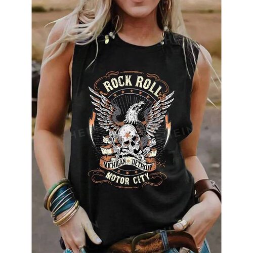 2024 New Summer Street Fashion Women's Crew Neck Tank Top Ev
