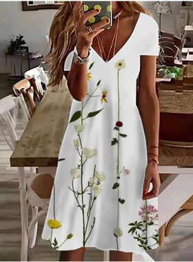 Short Sleeved Women's Midi Dress The Latest Summer 2024 Wome