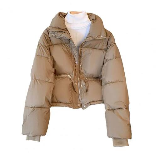 Women Winter Cotton Coat Thickened Padded Stand Collar Neck