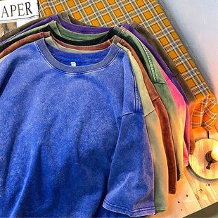 230G Cotton American Large Size T Shirts Men Summer Vintage