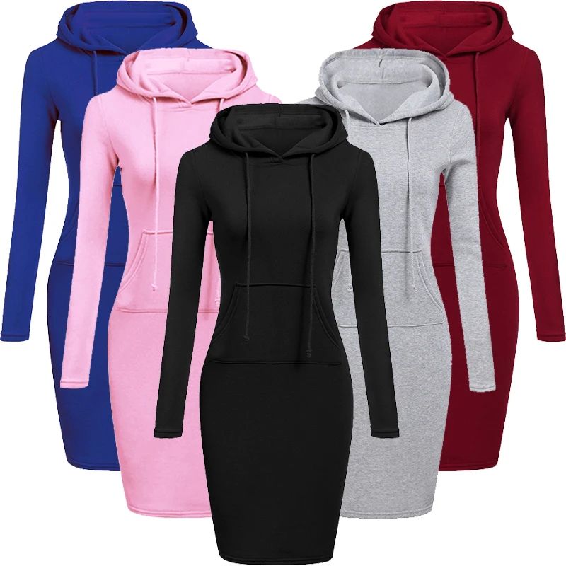 Ladies Dress Autumn Women Hooded Dresses Hoodies Women Sweat