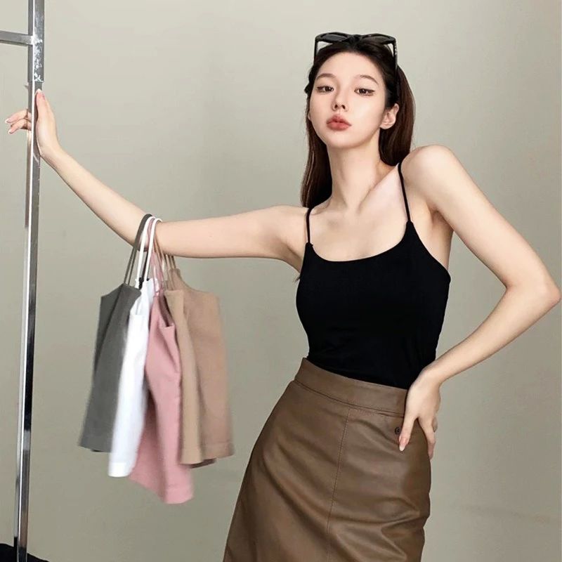 5 Colors Padded Bra Tank Top Solid Adjustable Strap Tank Top