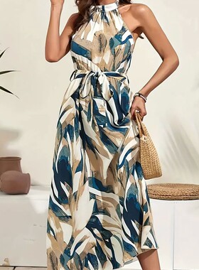 omen's plus Size Vacation Dress Casual Floral Print Maxi Sum