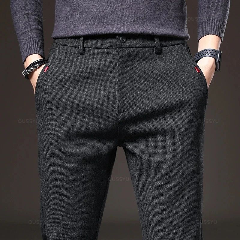 Autumn Men's Casual Pants Business Fashion Elastic Waist Sli