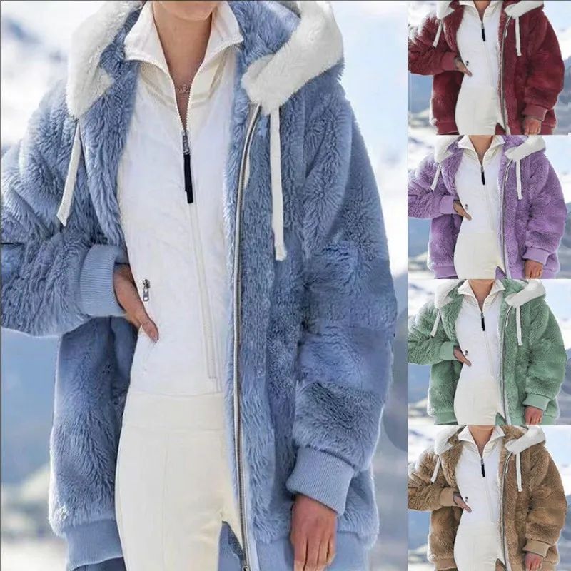 VEITCHE Autumn Winter Fashion Women hooded Zipper Long Sleev