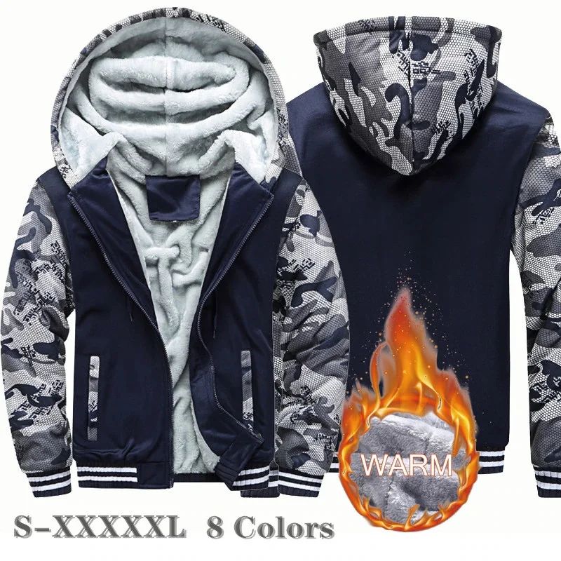Men's Jacket Winter Camouflage Fleece Thicken Hooded Jackets