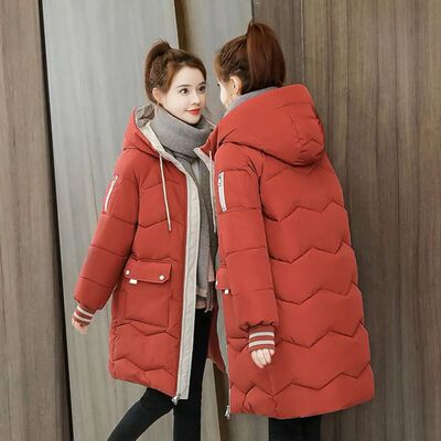 2023 New Women Long Down Cotton Jacket Korean Loose Cotton C