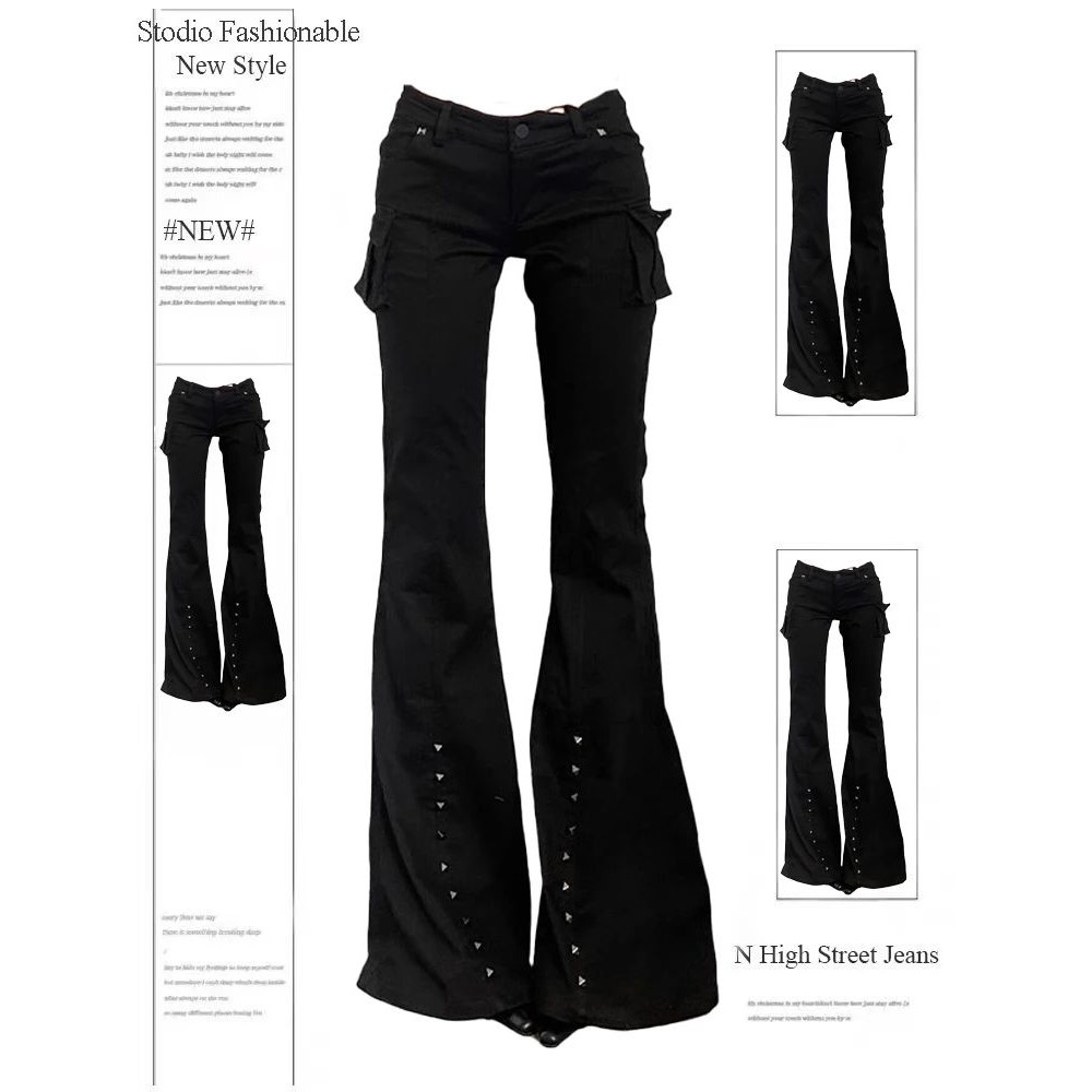 Women Dark Academia Goblin Core Long Trousers Gyaru Goth Low