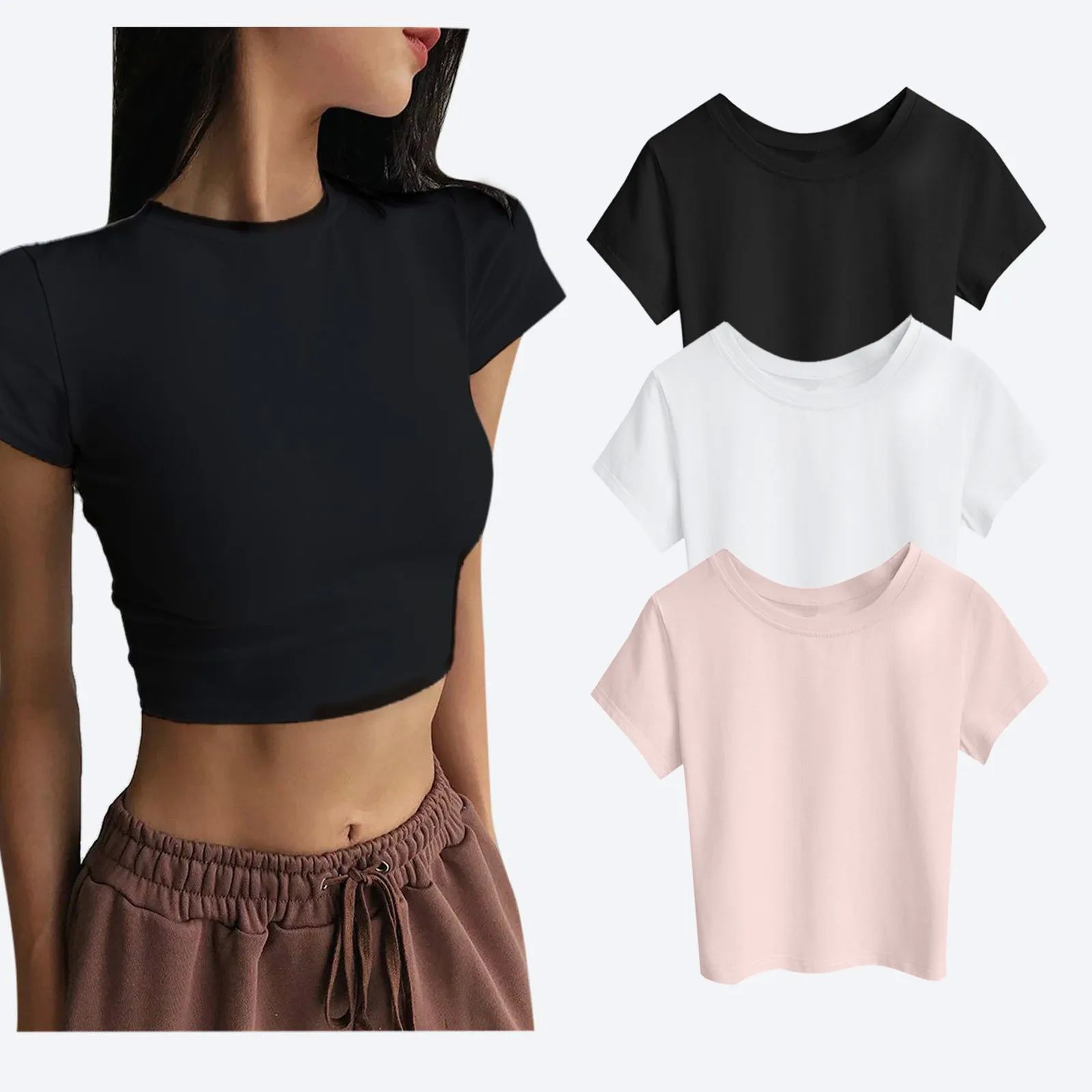Summer Streetwear Vest Women Short Sleeve Crop Top Korean St