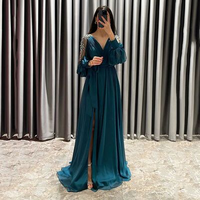 Msikoods Green Prom Dresses With Wedding Party 2023 Long Sle