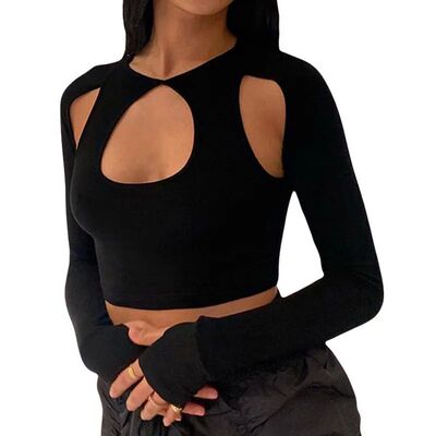 Top Women Hallow T-shirts Crop Tops Autumn Clothes 2023 Soli