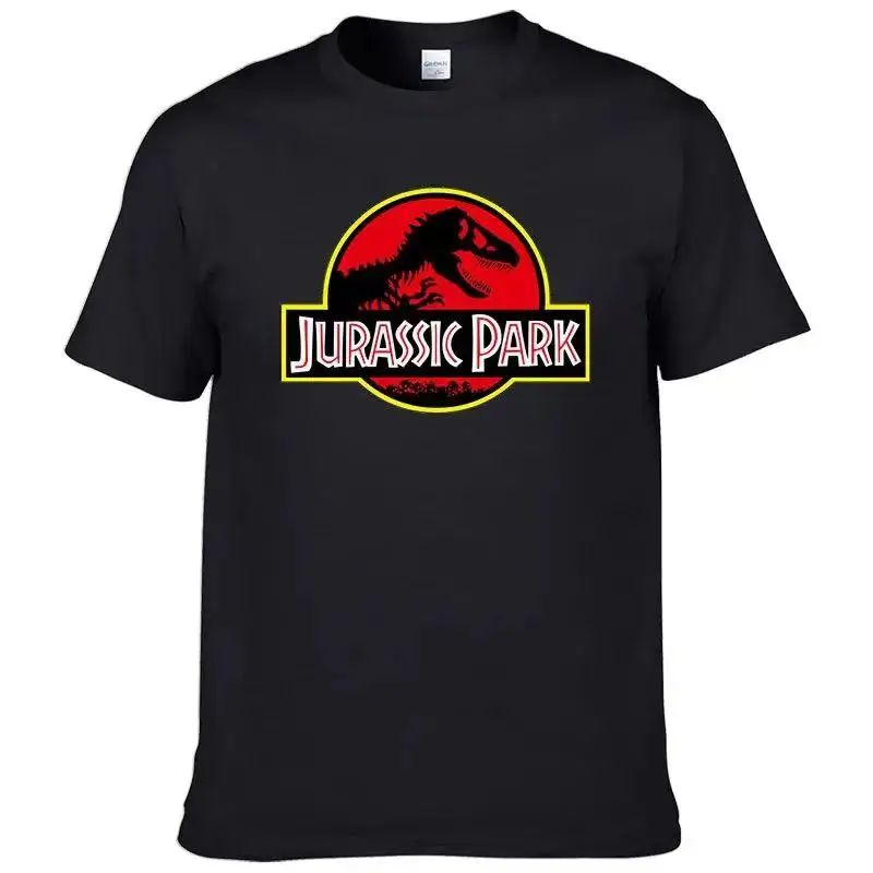 2023Jurassic Park T Shirt Men 100% Cotton Printed T-Shirt Ca