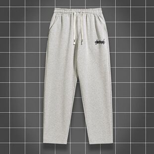 Men's solid color straight leg jogging pants, suitable for c