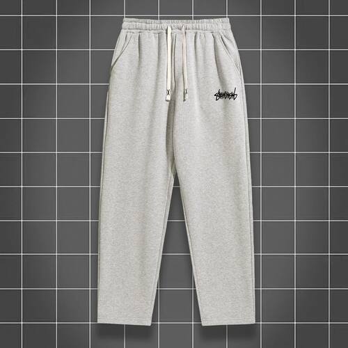 Men's solid color straight leg jogging pants, suitable for c