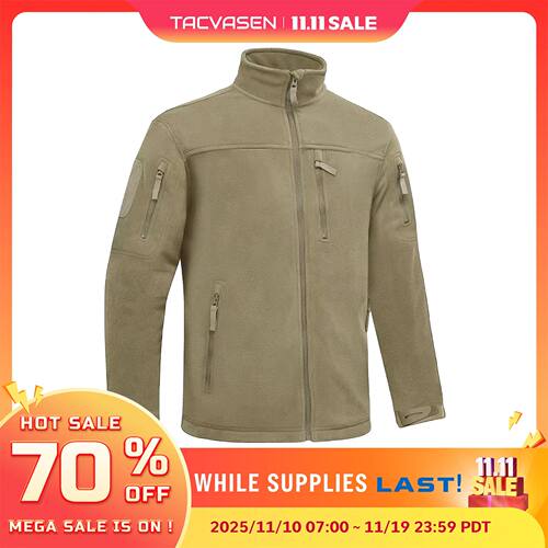 TACVASEN Winter Fleece Jacket Mens Zipper Pockets Work Jacke