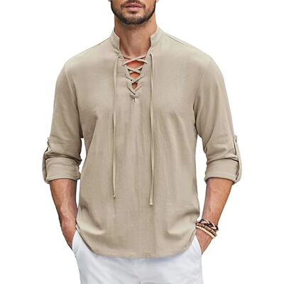 Men's Renaissance Shirt Pirate Medieval Viking top Cotton Li