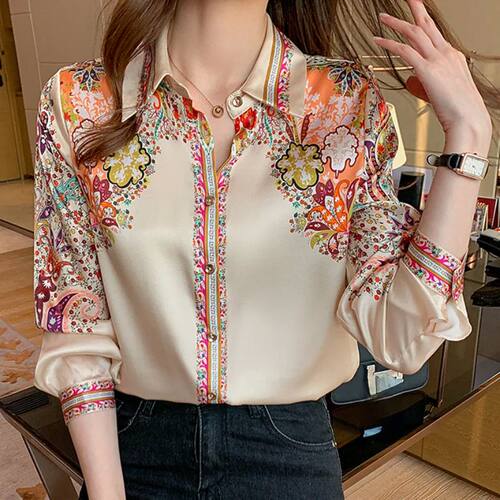 Autumn Long Sleeve Shirts Casual Tops Spring Fashion Women F