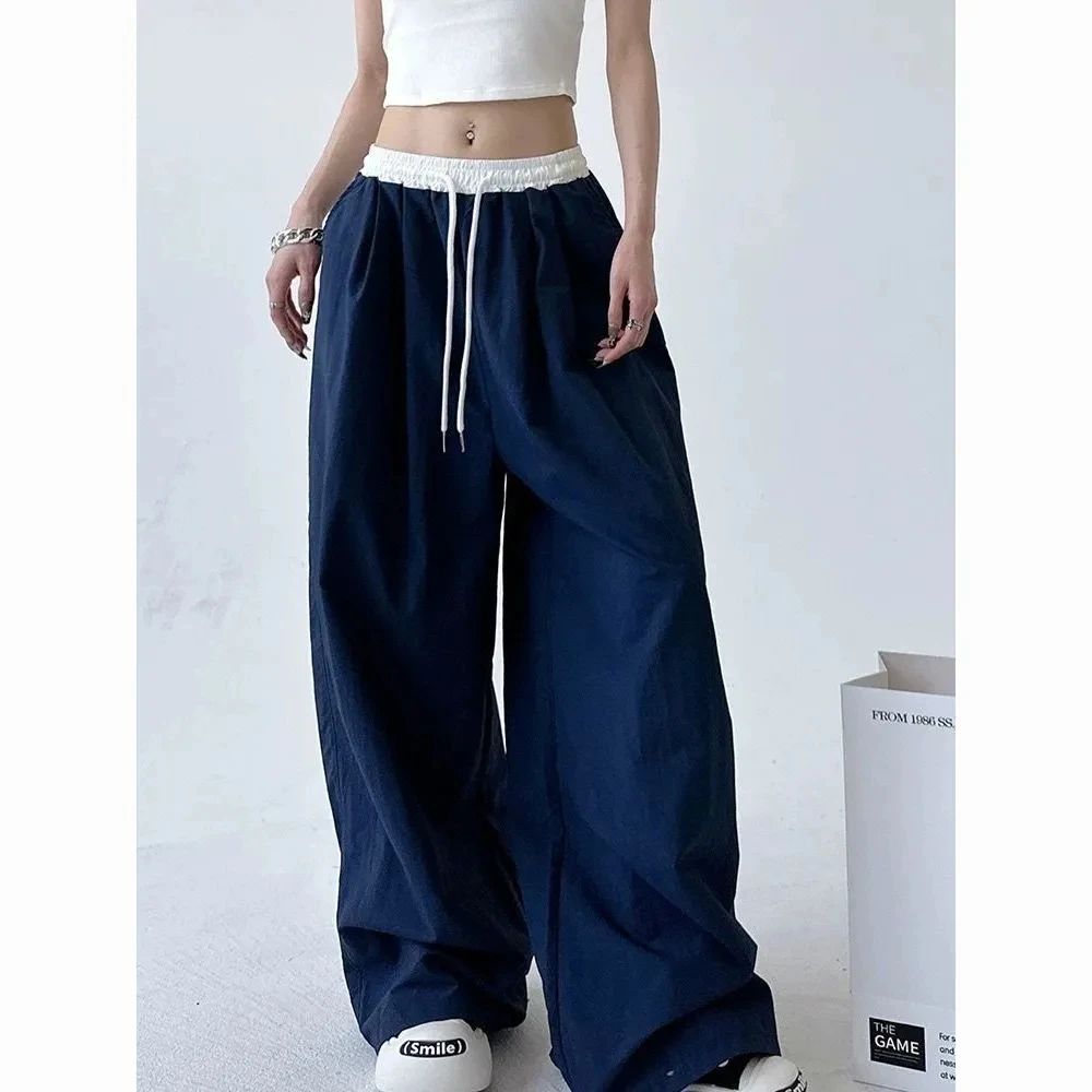 High Street Women's Wide Leg Pants Drawstring Y2K Gothic Hip