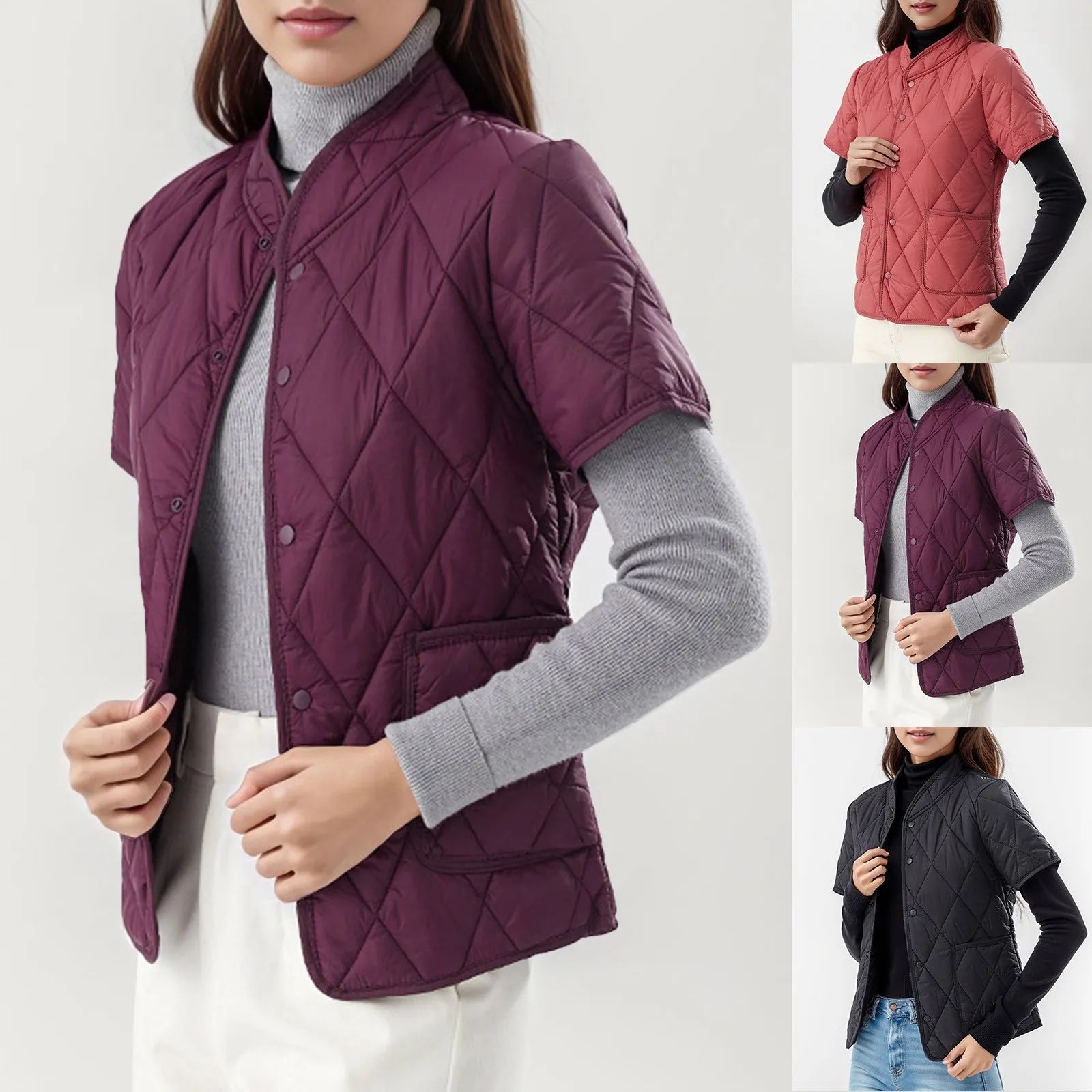 Winter Jackets Woman 2024 Womens Lightweight Short Sleeve Tw