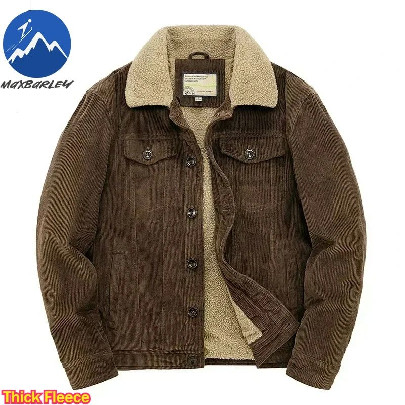 Male Cotton Jackets Padded Warm Loose Parka Coat Corduroy Sh