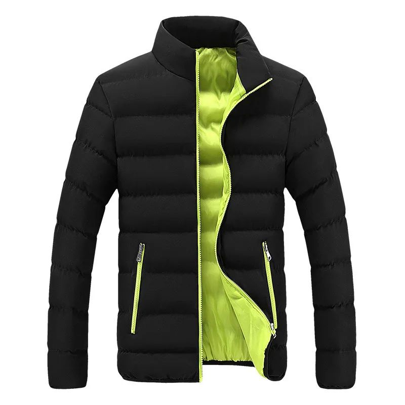 2024 Black New Men's Warm Jacket Cotton Padded Jacket Casual