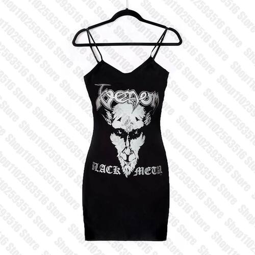 Sexy Dresses Summer Dress Black Mini Dress Rock Graphic Y2k
