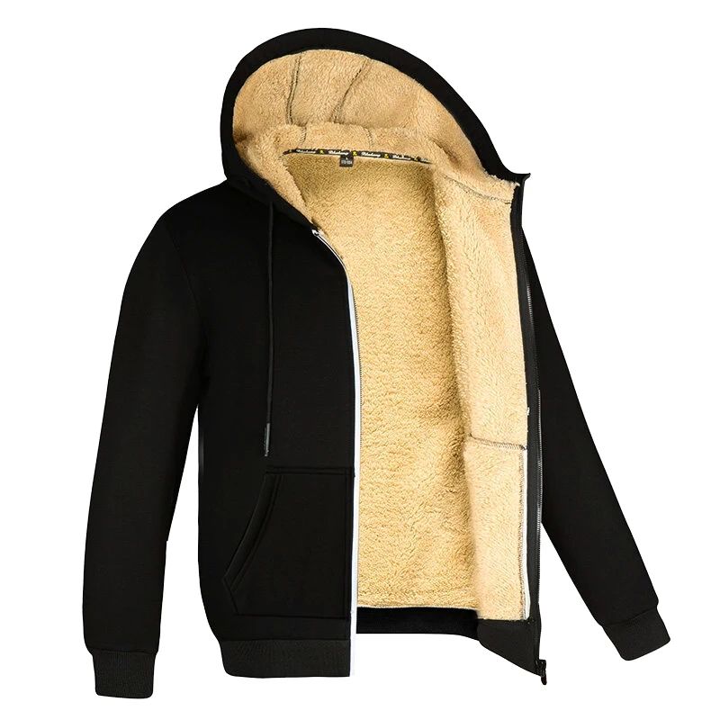 Winter Lambswool Zipper Hoodies Thicken Warm Jackets Long Sl