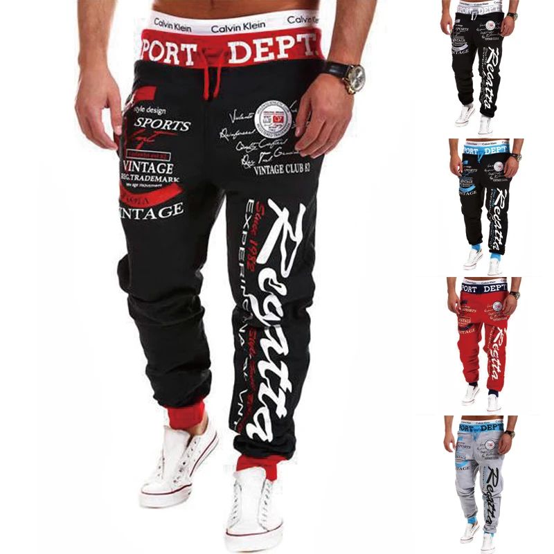 Men's Sweatpants Joggers Trousers Elastic Waist Letter Graph