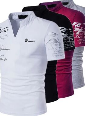 Men's Polo Shirt Golf Shirt Graphic Prints V Neck Outdoor St