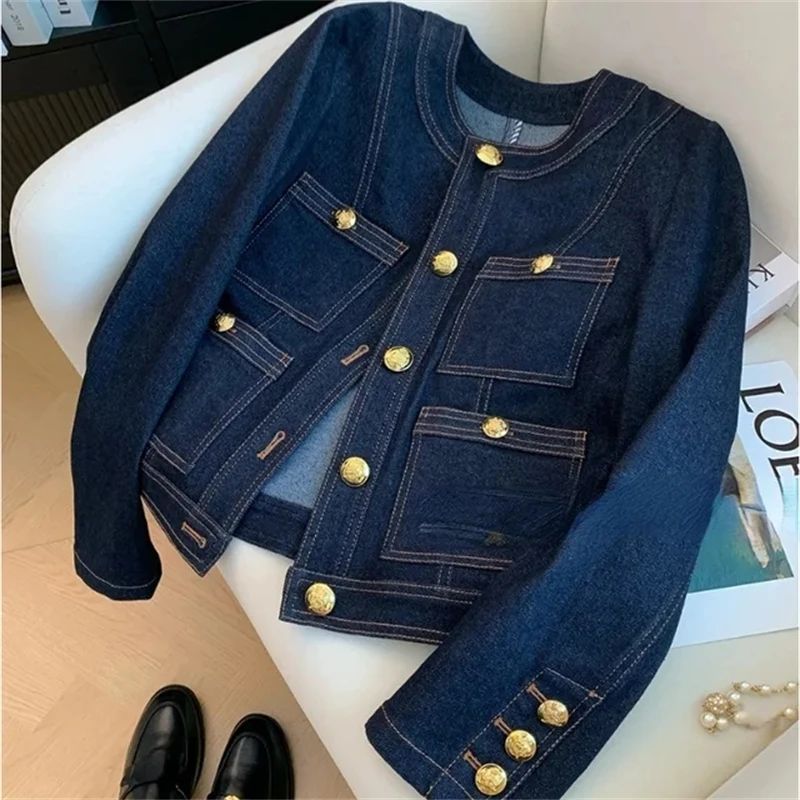 2024 Women's Denim Jacket New Advanced Sense Retro Style Lad