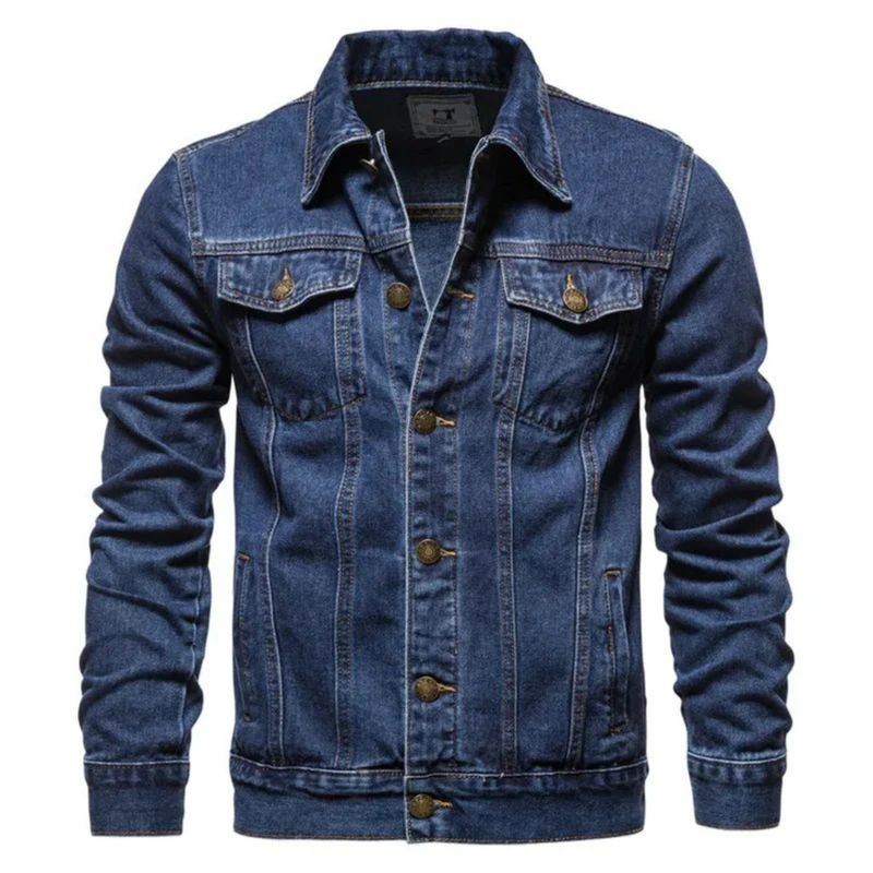 New Autumn Men's Casual Workwear Jeans Jacket Loose Casual V