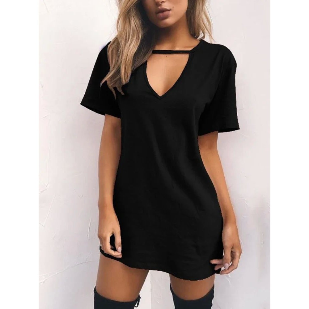 Sexy Elegant Dress Wrap Deep V Neck Cut Out Loose Dress Wome