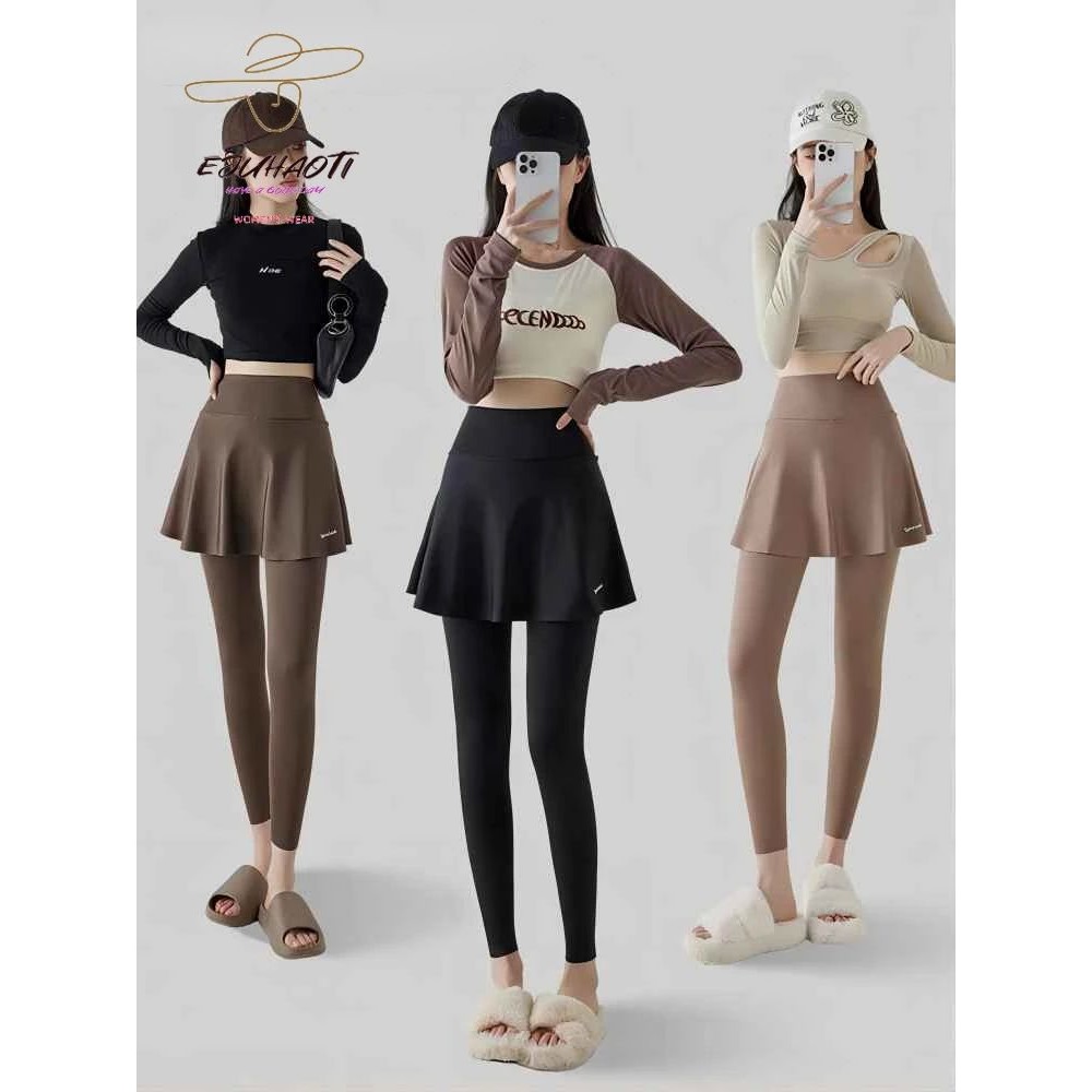 2024 New in Pant Skirt Fake Two Pieces Women Shark Leggings