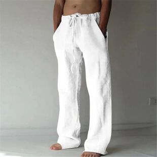 ropa hombre baggy pants Men's Cotton Linen Casual Pants Brea