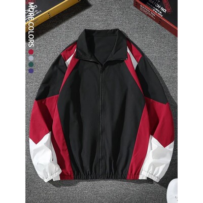 Men's color-blocked jacket, lightweight, casual, travel, win