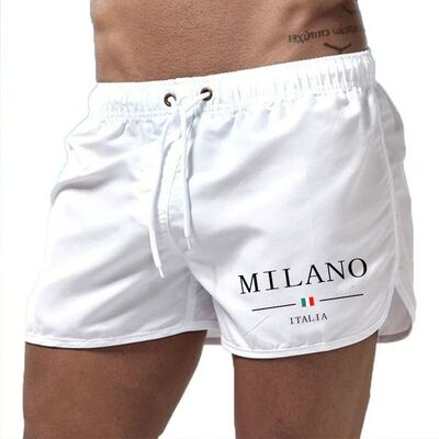2025 Summer Men's Beach Shorts Urban Print Beach Trunks Jogg