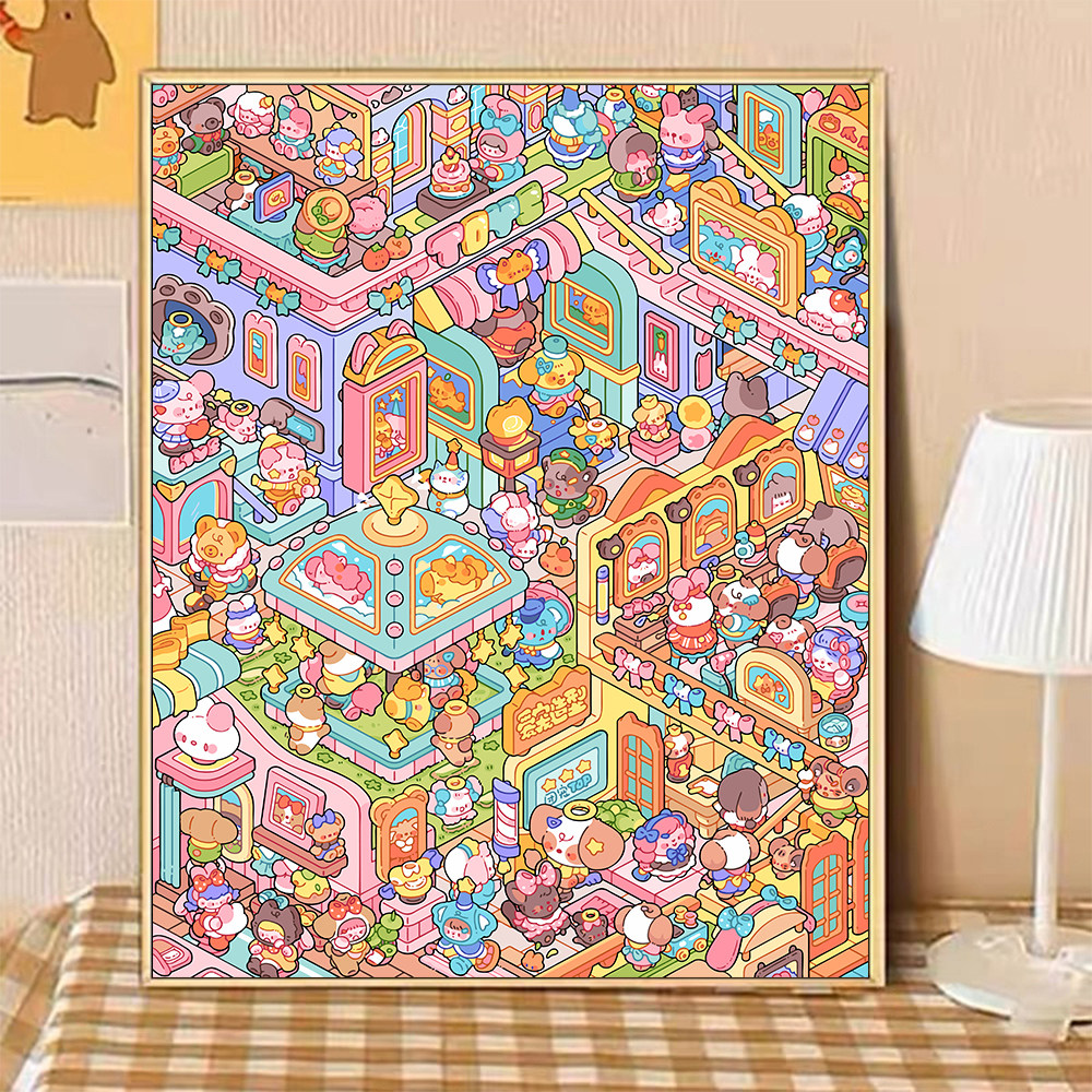 宝藏湾diy数字油画爱宠童话奇遇油画填充卡通画填色解压画数字画
